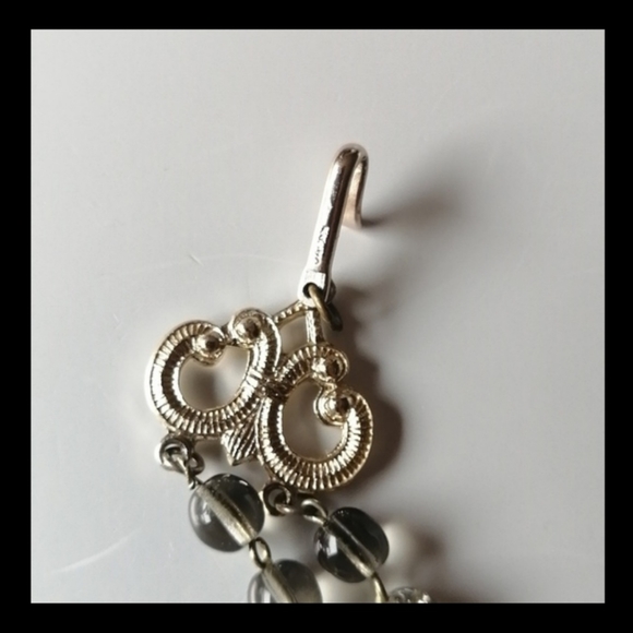 Vintage Gray Lucite Beads 2-Strand Necklace and Earrings Set - Picture 4 of 7